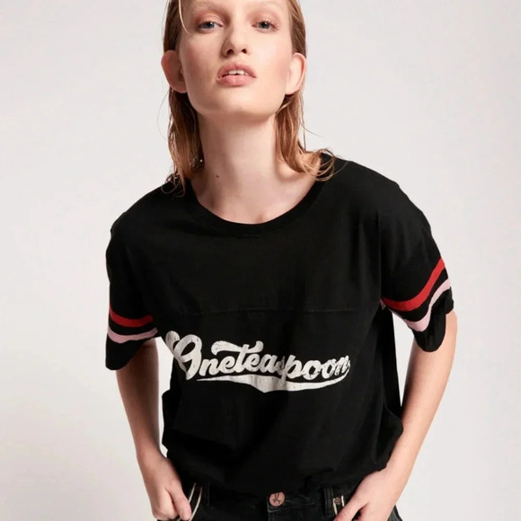 One Teaspoon NWT Loho Sport Tee Washed Black XS Oversized SOLD OUT ONLINE - Picture 3 of 5